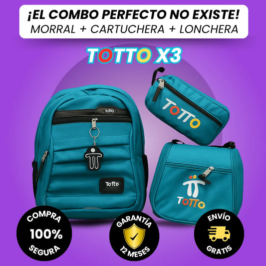 Combo X3 Morral + Lonchera + Cartuchera: TOTTO
