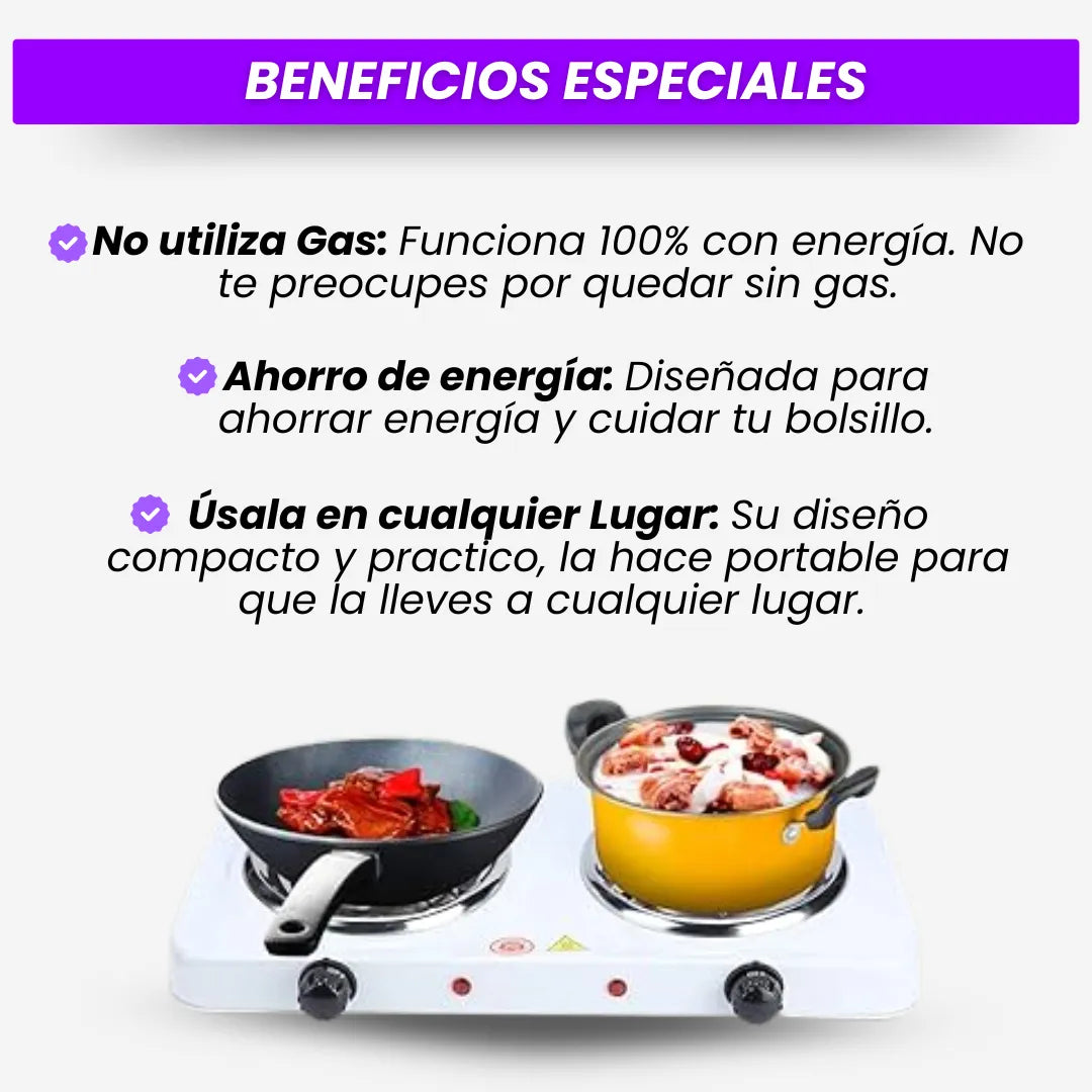 Estufa Eléctrica 2 puestos: Ahorra gas🔥💵