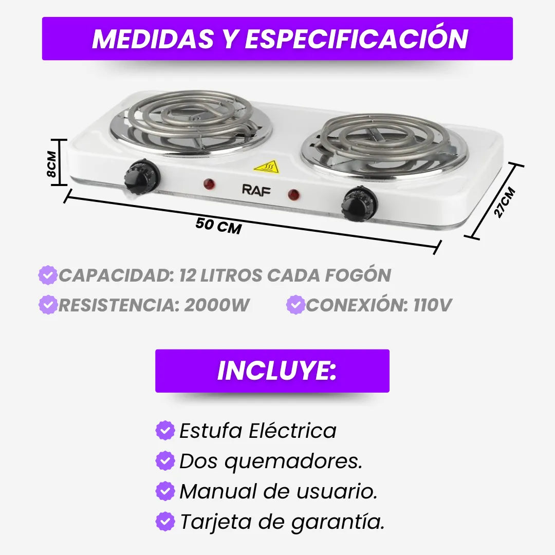 Estufa Eléctrica 2 puestos: Ahorra gas🔥💵